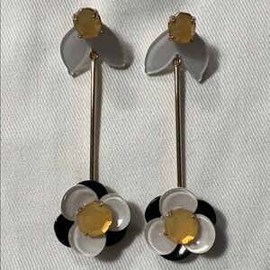 Kate Spade Gold and Black Floral Drop Earrings